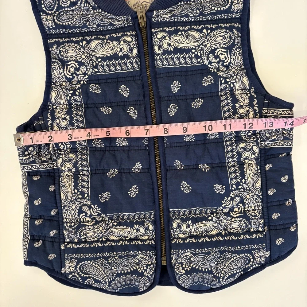 Ralph Lauren || Bandana Print Quilted Vest‎ Western Navy Blue Medium 8-10